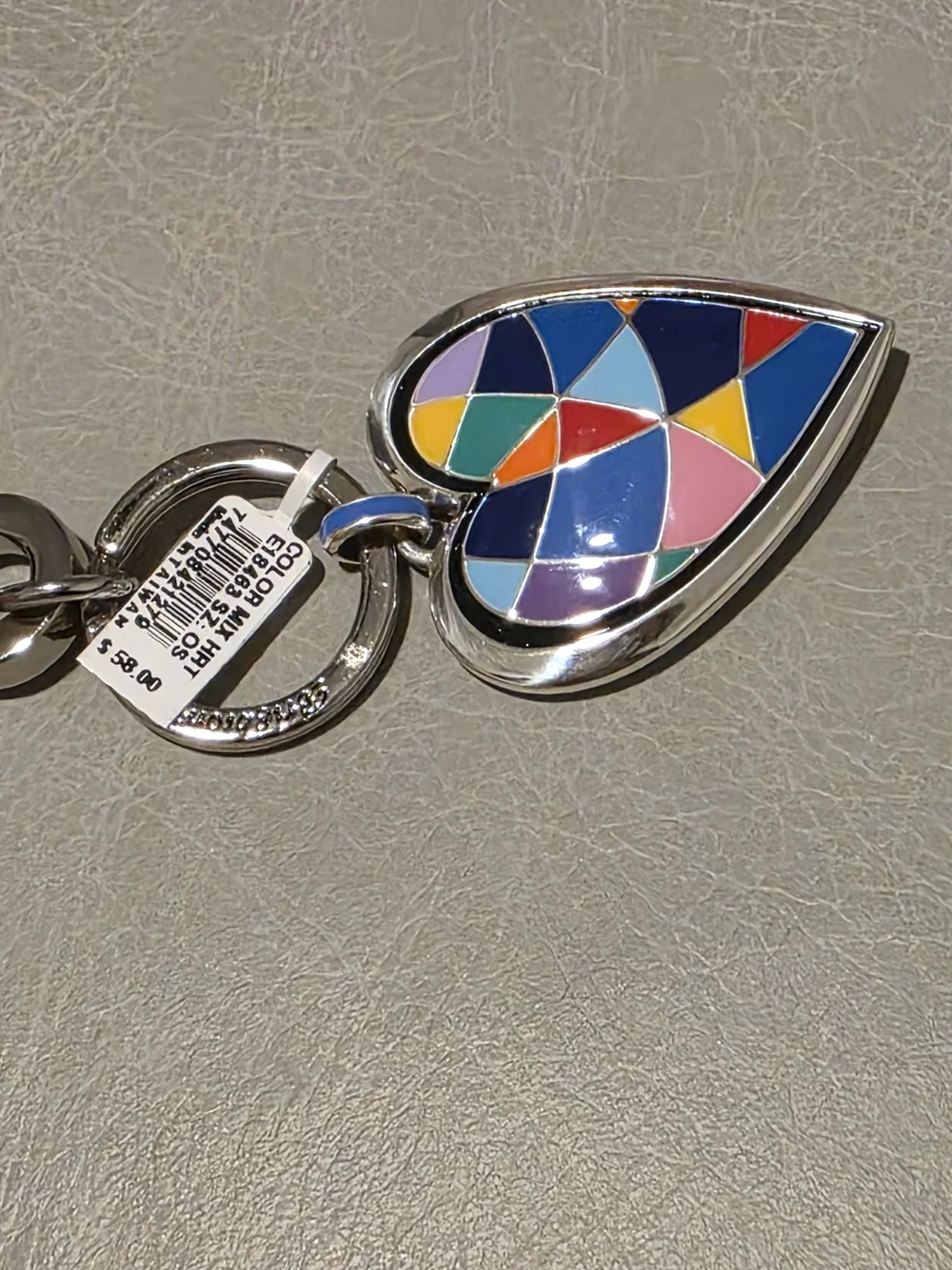 Brighton Multicolor Enamel Heart Keychain Handbag Fob Key Chain Jewelry New